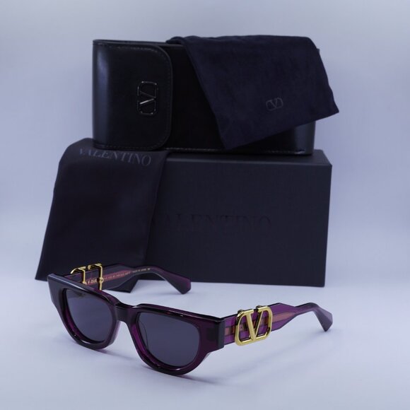 Valentino V-DUE VLS-103D Sunglasses Crystal Purple/Yellow Gold Cat Eye Frame - Picture 11 of 11